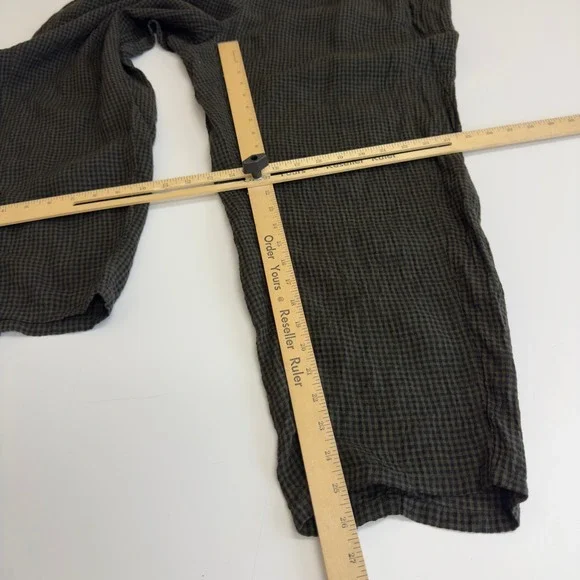 Eileen Fisher Pants Women X Large Green Black Puckered Organic Linen Tapered - Picture 12 of 12